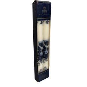 VTG NIB Royal Copenhagen Stearin Blue & White Candles Set Floral Grandmillennial